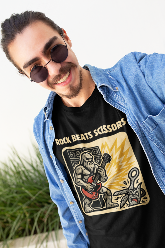 "Rock Beats Scissors" Unisex Guitar T-Shirt