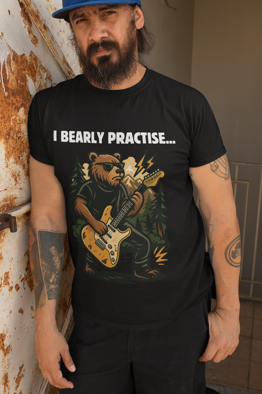 "I Bearly Practise" Unisex Guitar T-Shirt